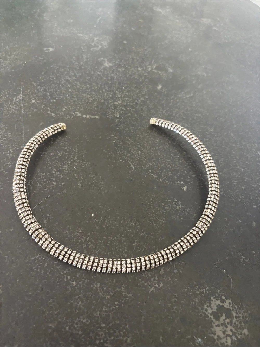 J. Crew Silver Crystal Pavé Collar Necklace